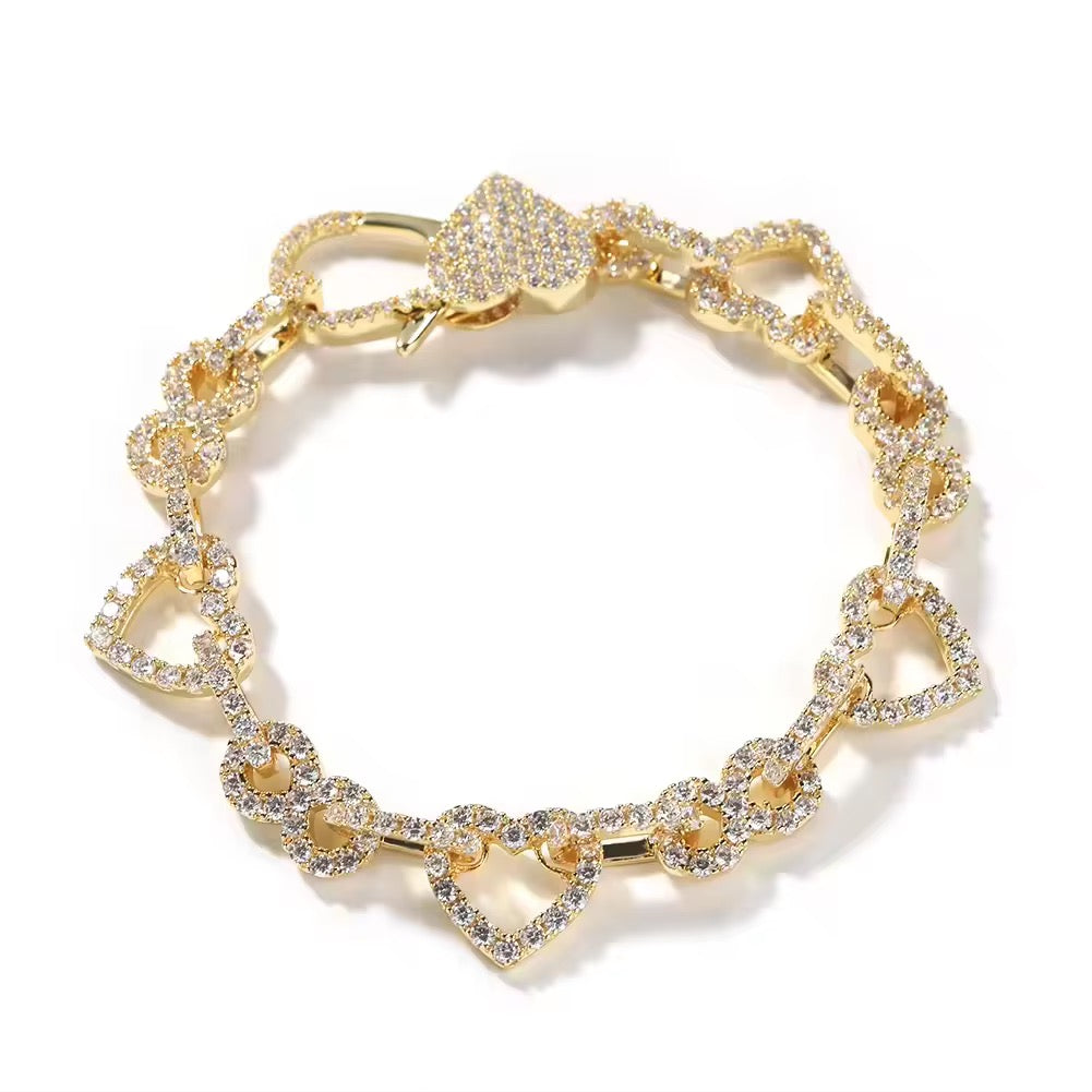 Infinity Heart Bracelet | Cubic Zirconia Heart Link Bracelet