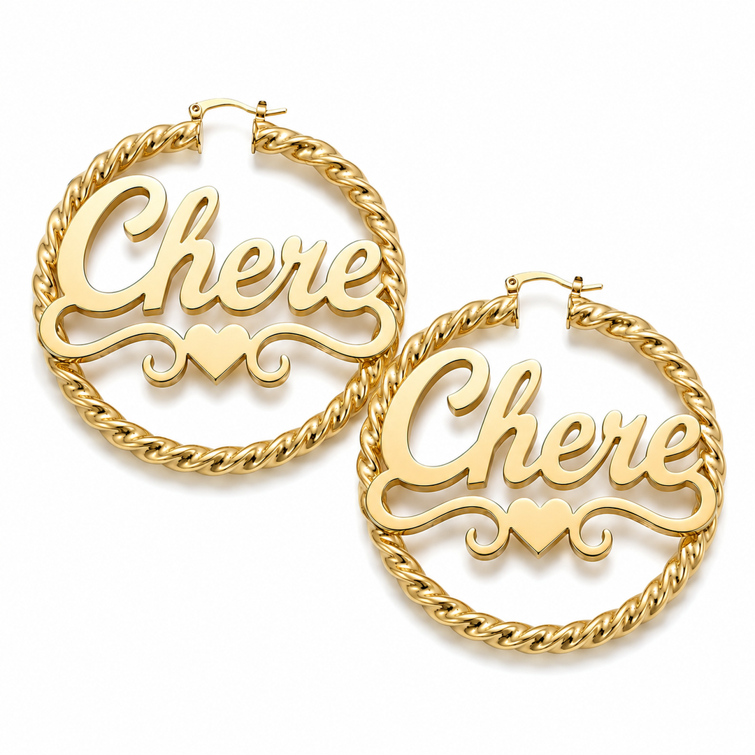 Custom Name Rope Hoop Earrings
