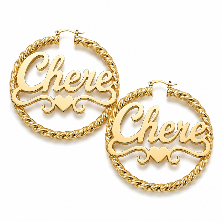 Custom Name Rope Hoop Earrings