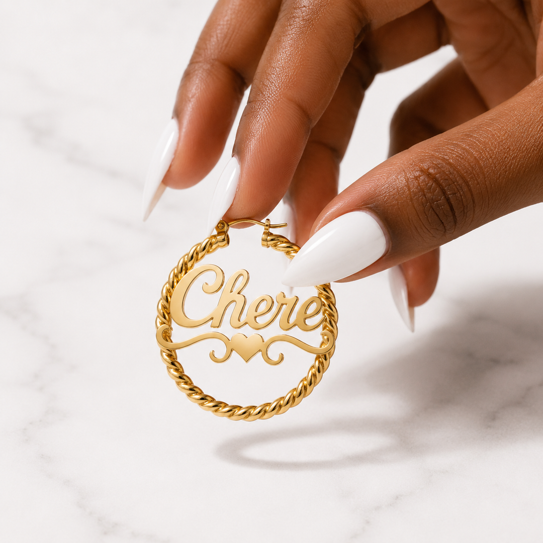 Custom Name Rope Hoop Earrings