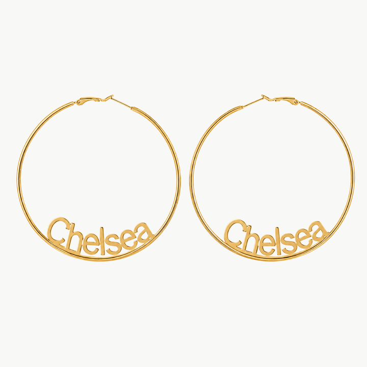 Custom Name Hoop Earrings - Gold