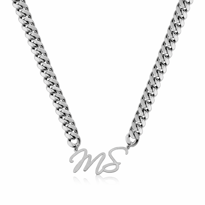 Initial Script Cuban Link Necklace