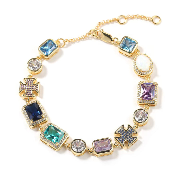 Blue Multi-Stone Cross Bracelet