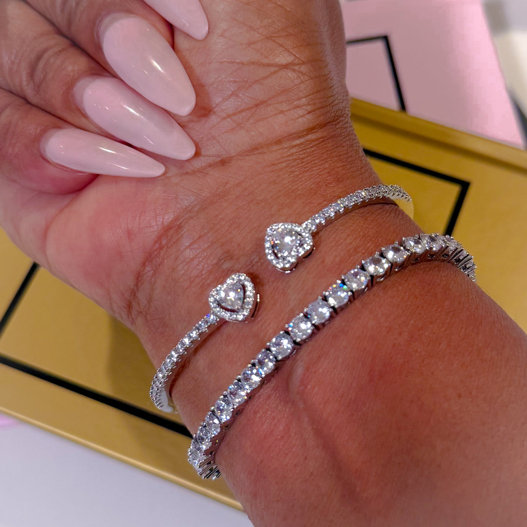 Heart Cuff &amp; Tennis Bracelet Set