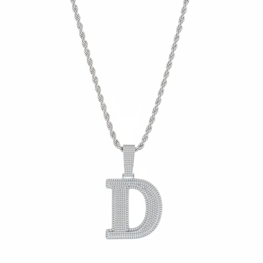 Iced Out Initial Pendant Necklace