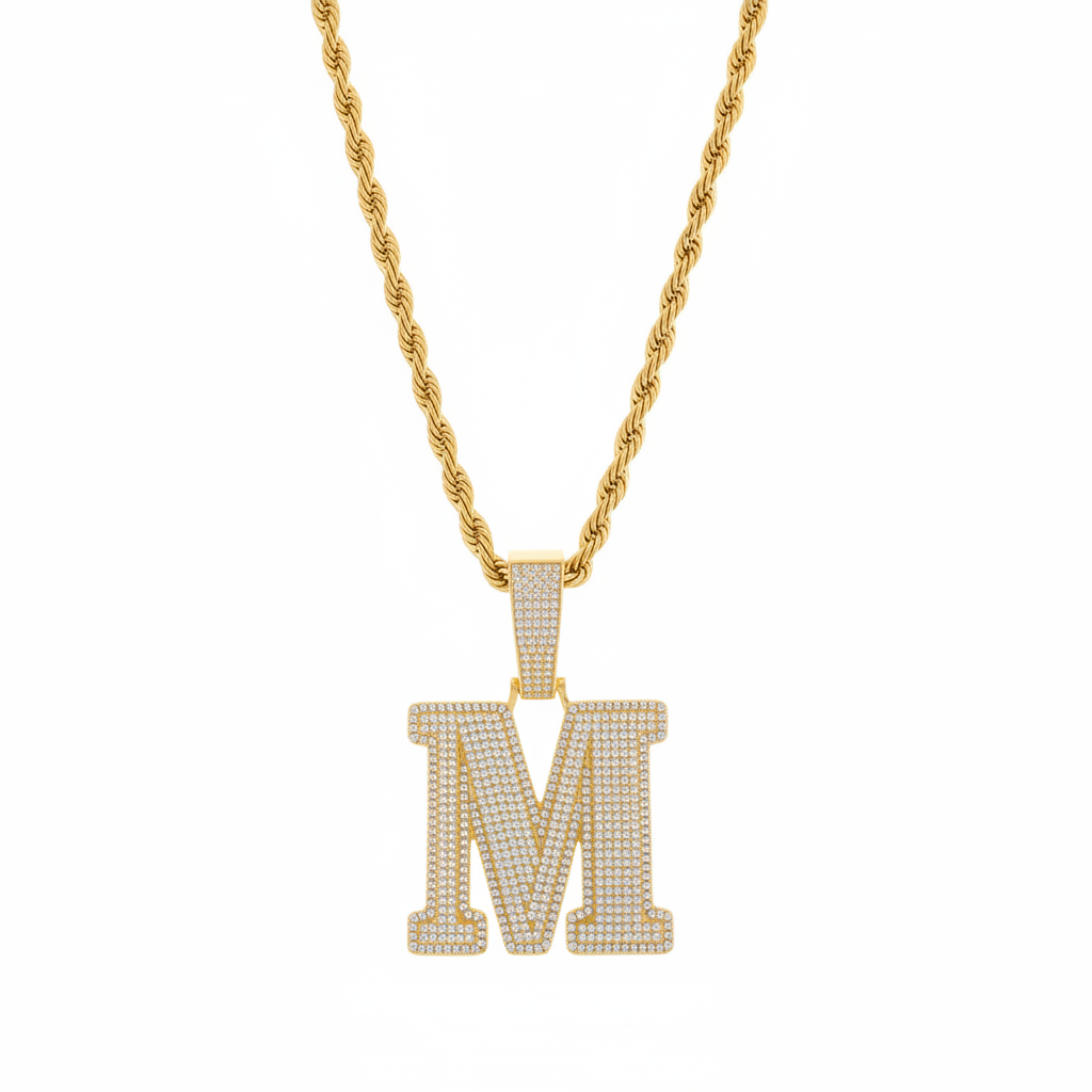 Iced Out Initial Pendant Necklace