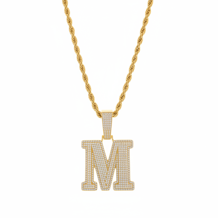 Iced Out Initial Pendant Necklace