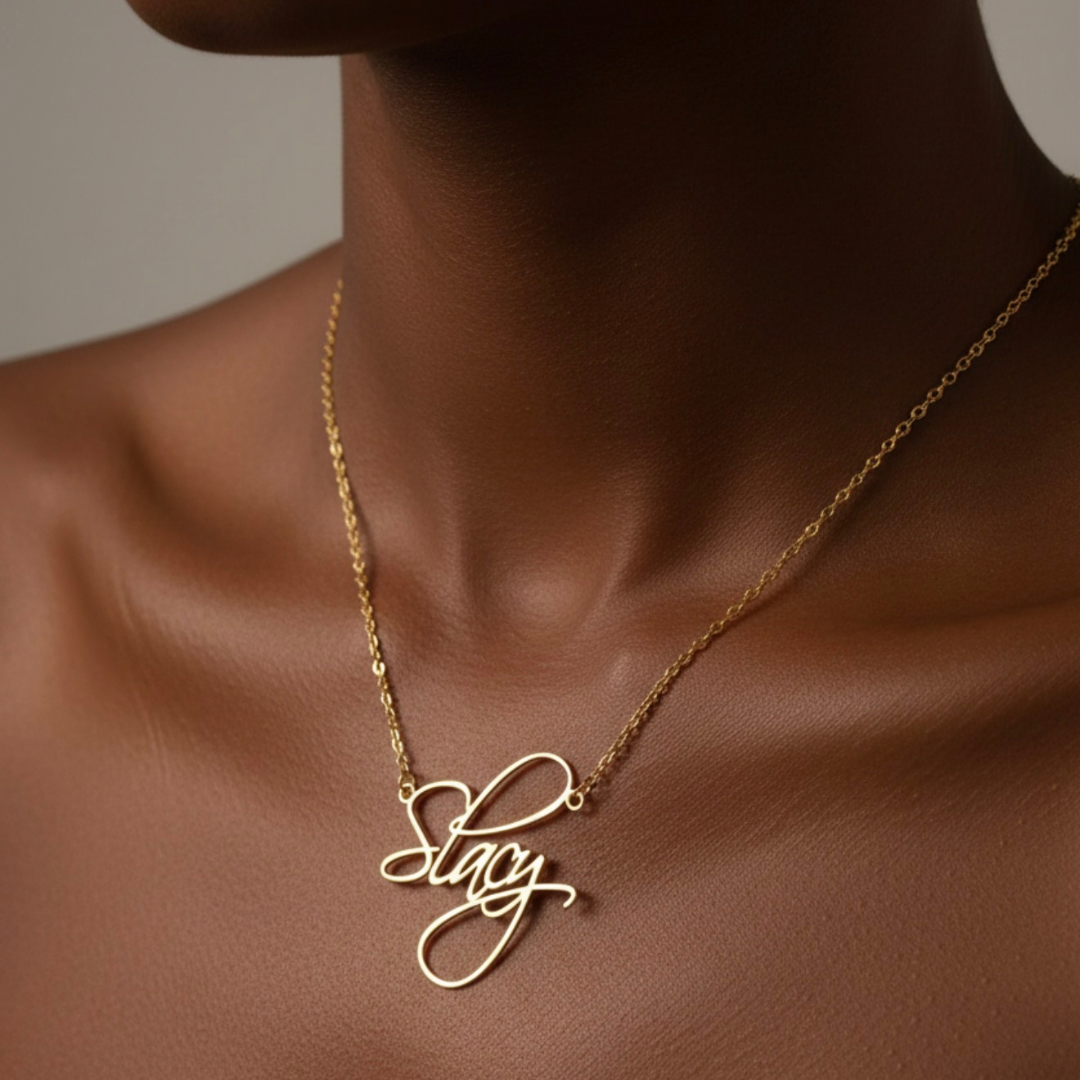 Gold Script Name Necklace