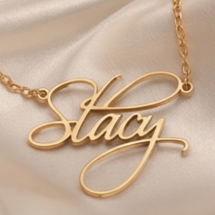 Gold Script Name Necklace