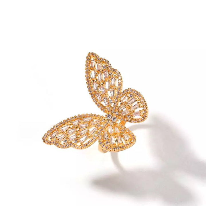 Gold Baguette Butterfly Ring