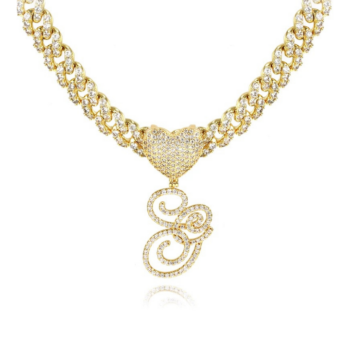 Gold Custom Script Cuban Link Necklace