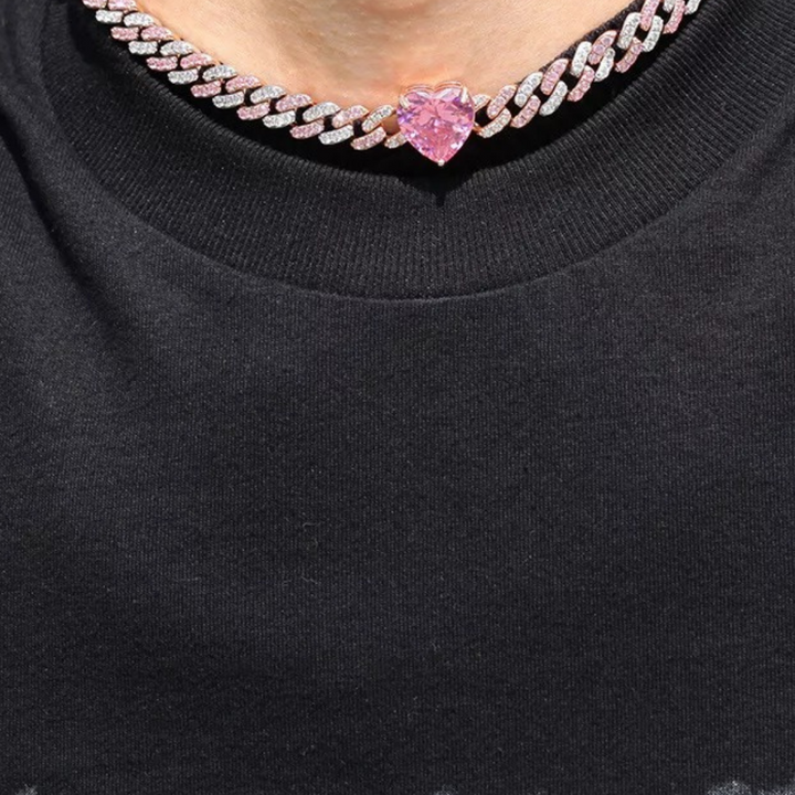 Pink Heart Shaped Link Necklace