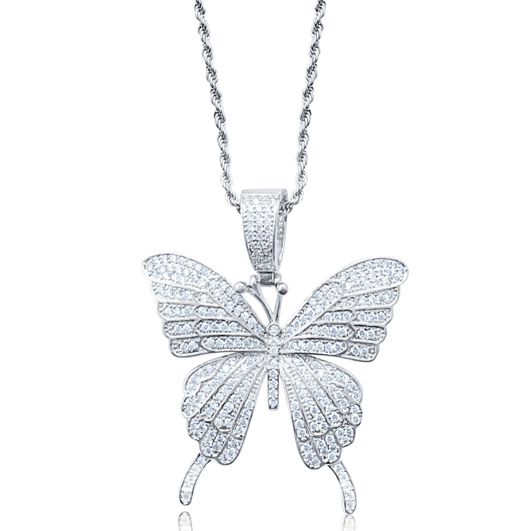Silver Butterfly Rope Necklace