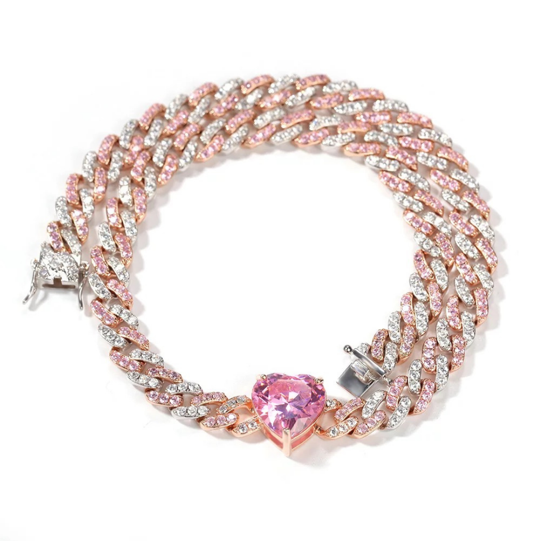 Pink Heart Shaped Link Necklace
