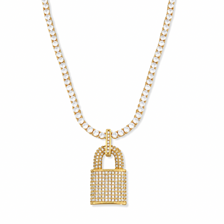 Iced Gold Lock Necklace