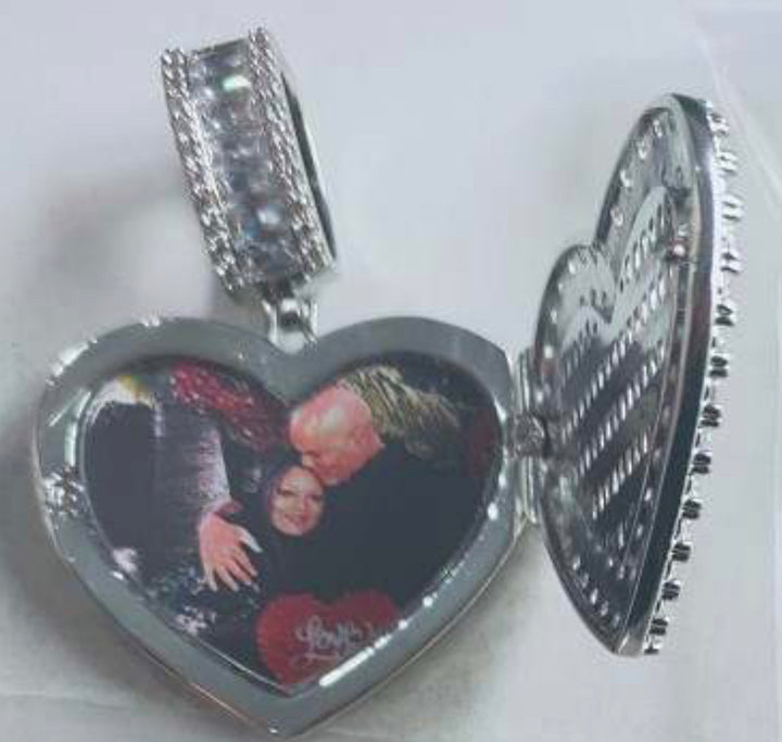 Iced Photo Locket Rope Necklace - G