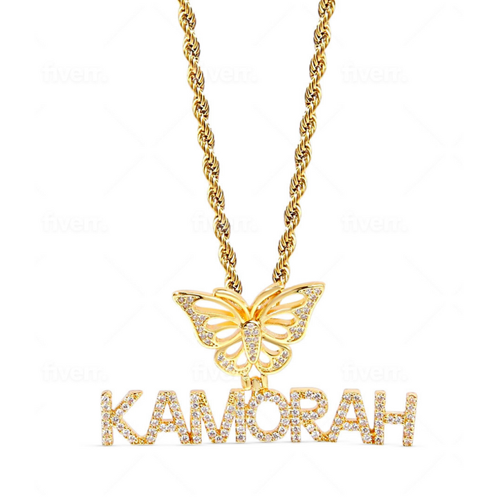 Butterfly Name Necklace - Gold