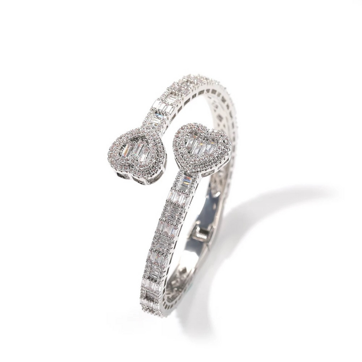 Bethany Double Heart CZ Bangle