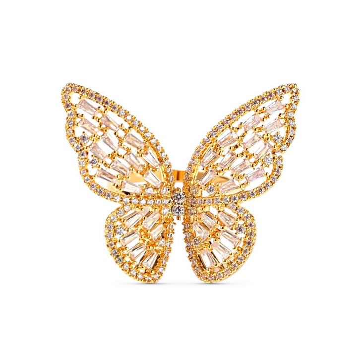 Gold Baguette Butterfly Ring