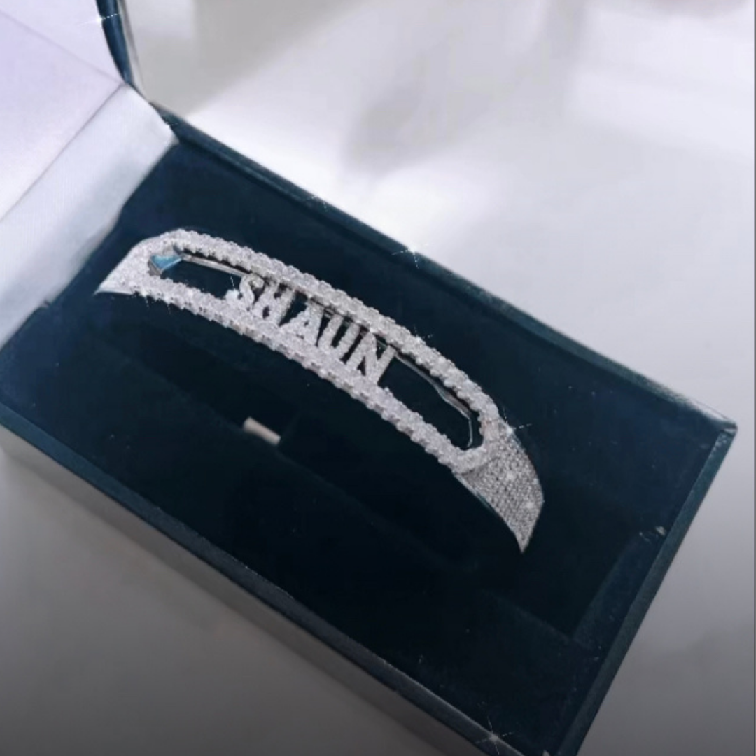 Silver Custom Slide Letter Bangle