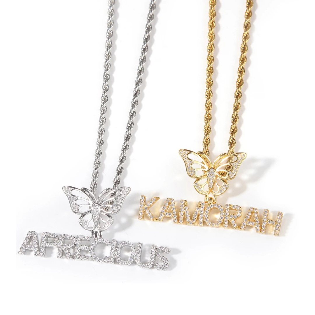 Butterfly Name Necklace - Gold